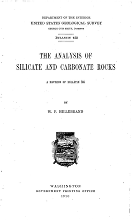 The Analysis of Silicate and Carbonate Rocks