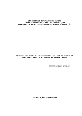 Universidade Federal De São Carlos Departamento De Engenharia De Produção Programa De Pós-Graduação Em Engenharia De Produção