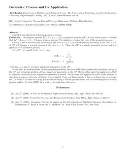 Geometric Process and Its Application