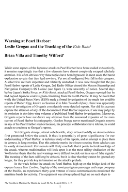 Warning at Pearl Harbour: Leslie Grogan and the Tracking of The