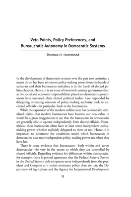 Veto Points, Policy Preferences, and Bureaucratic Autonomy in Democratic Systems
