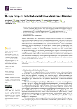 Therapy Prospects for Mitochondrial DNA Maintenance Disorders