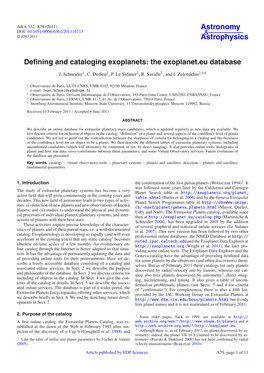 Defining and Cataloging Exoplanets