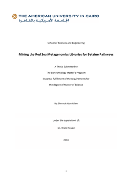 Mining the Red Sea Metagenomics Libraries for Betaine Pathways