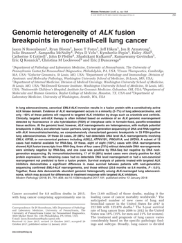 Genomic Heterogeneity of ALK Fusion Breakpoints in Non-Small-Cell Lung