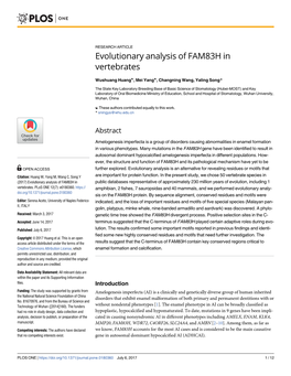 Evolutionary Analysis of FAM83H in Vertebrates