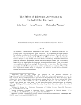 The Effect of Television Advertising in United States Elections