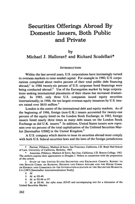 Securities Offerings Abroad by Domestic Issuers, Both Public and Private