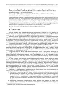 Improving Tag-Clouds As Visual Information Retrieval Interfaces Yusef Hassan-Monteroa1 , and Víctor Herrero-Solanaa a Scimago Research Group