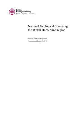 National Geological Screening: the Welsh Borderlands