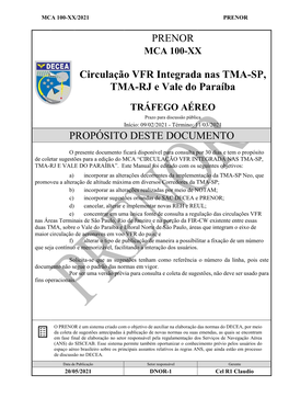 PRENOR Circulação VFR Integrada Nas TMA-SP, TMA-RJ E Vale Do