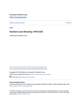 Northern Iowa Wrestling 1999-2000