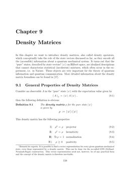 Chapter 9 Density Matrices