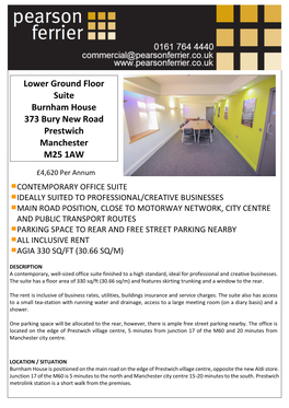 Lower Ground Floor Suite Burnham House 373 Bury New Road Prestwich Manchester M25 1AW