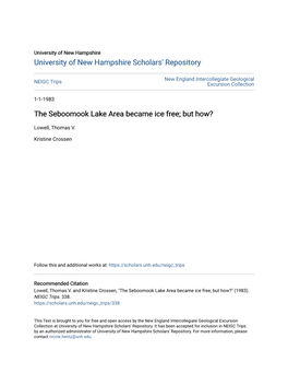 Glacial Lake Seboomook I) Is Evidenced by a Delta with a Topset—Foreset Contact of 340 M (1114 Ft) A.S.L