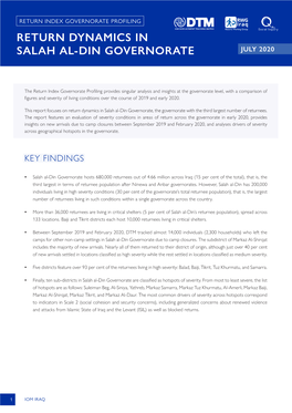 Return Dynamics in Salah Al-Din Governorate July 2020