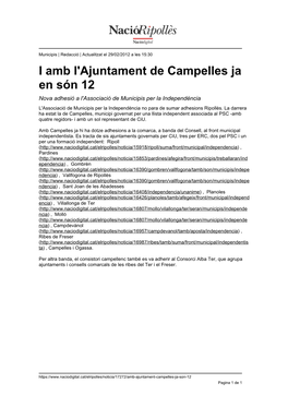 I Amb L'ajuntament De Campelles Ja En Són 12