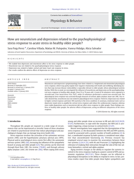 How Are Neuroticism and Depression Related to the Psychophysiological Stress Response to Acute Stress in Healthy Older People?