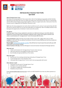 Aldi Bucket Boss Volunteer Role Profile April 2019