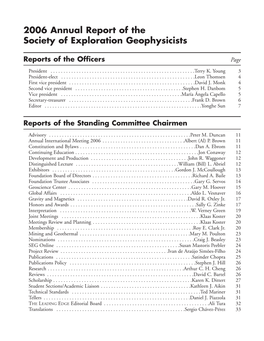 2006 Annual Report of the Society of Exploration Geophysicists