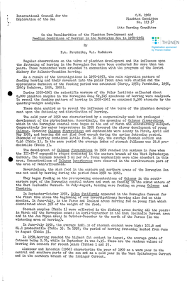 Internntional Council Ror the Exploration of the Sen C.H. 1962