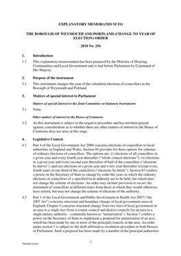 The Borough of Weymouth and Portland (Change to Year of Election) Order