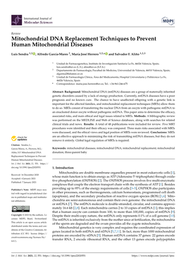 Mitochondrial DNA Replacement Techniques to Prevent Human Mitochondrial Diseases