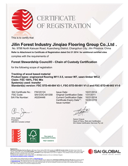 Certificate of Registration Dated Oct 21 2014 for Additional Certified Sites