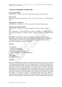 Vaginal Surgery in the Cow - Laura Elvira-Partida, Susana Astiz, Natividad Perez- Villalobos, Juan Vicente Gonzalez-Martin