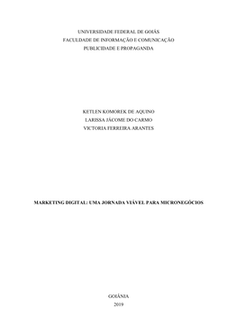 Universidade Federal De Goiás Faculdade De Informação E Comunicação Publicidade E Propaganda