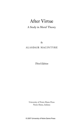 After Virtue 3Rd Ed 10/23/08 9:24 AM Page Iii