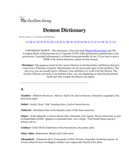 Demon Dictionary