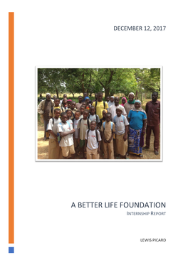 A Better Life Foundation Internship Report