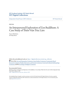 An Interpersonal Exploration of Zen Buddhism: a Case Study of Thiền Viện Trúc Lâm Yuwen Michelson SIT Study Abroad