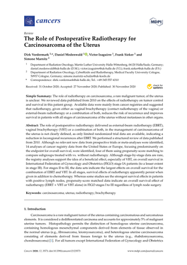 The Role of Postoperative Radiotherapy for Carcinosarcoma of the Uterus