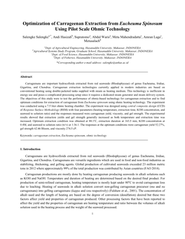 Optimization of Carrageenan Extraction from Eucheuma Spinosum Using Pilot Scale Ohmic Technology