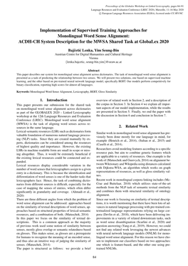 Implementation of Supervised Training Approaches for Monolingual Word Sense Alignment: ACDH-CH System Description for the MWSA Shared Task at Globalex 2020