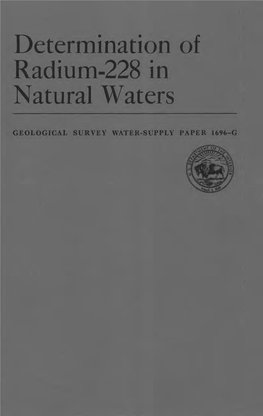 Determination of Radium-228 in Natural Waters