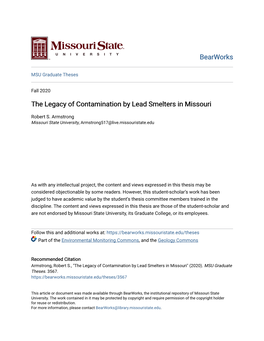 The Legacy of Contamination by Lead Smelters in Missouri