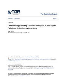 Chinese Biology Teaching Assistants' Perception of Their English Proficiency: an Exploratory Case Study