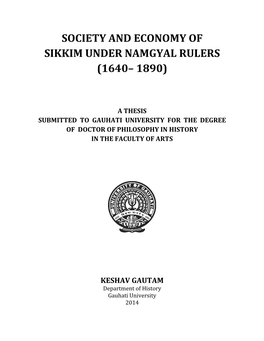 Society and Economy of Sikkim Under Namgyal Rulers (1640– 1890)