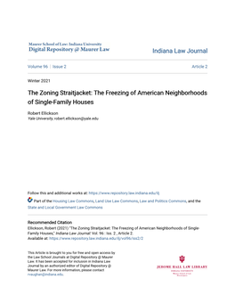 The Zoning Straitjacket: the Freezing of American Neighborhoods of Single-Family Houses