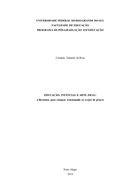 Universidade Federal Do Rio Grande Do Sul Faculdade De Educação Programa De Pós-Graduação Em Educação