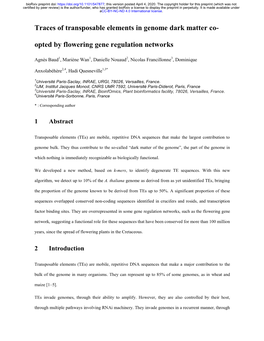 Traces of Transposable Elements in Genome Dark Matter Co