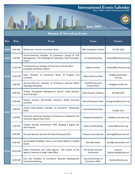 International Events Calendar Mayor’S Office of Trade & International Affairs October 2014