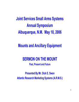 Joint Services Small Arms Systems Annual Symposium Albuquerque, N.M