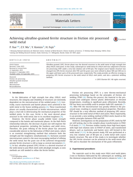 Achieving Ultrafine-Grained Ferrite Structure in Friction Stir Processed