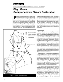 Article 144; Sligo Creek: Comprehensive Stream Restoration