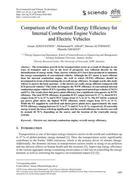 Comparison of the Overall Energy Efficiency for Internal Combustion Engine Vehicles and Electric Vehicles