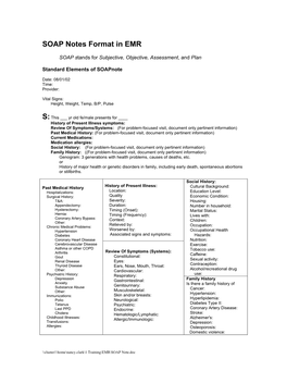 SOAP Notes Format in EMR